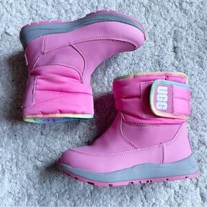 UGG: Kids' Bright Pink Multi Colored Trim Slip On Toty Winter Boots